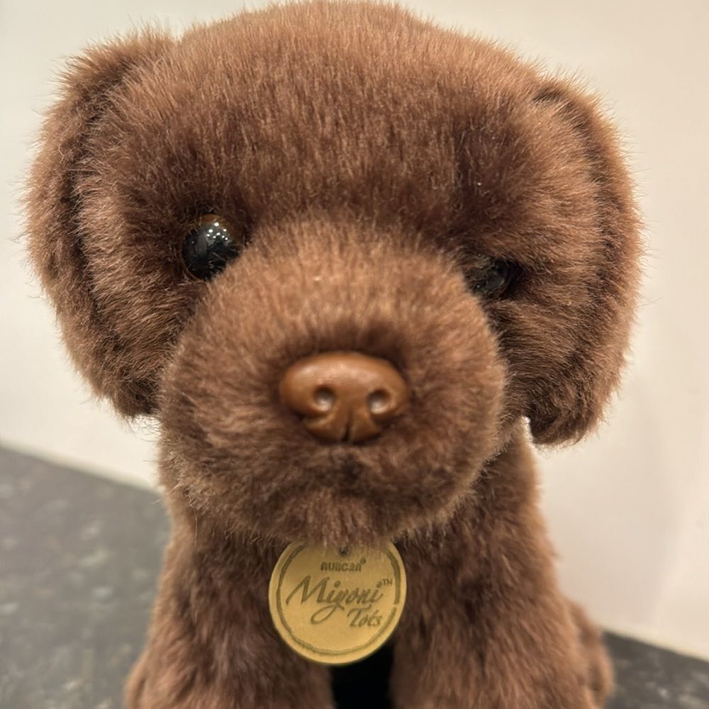 MIYONI TOTS CHOCOLATE LAB PLUSH PUPPY DOG AURORA 9” WITH NECK TAG BROWN TOY - Picture 2 of 9